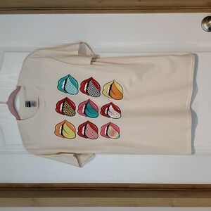 Rolling stones multi color cream graphic tee shirt